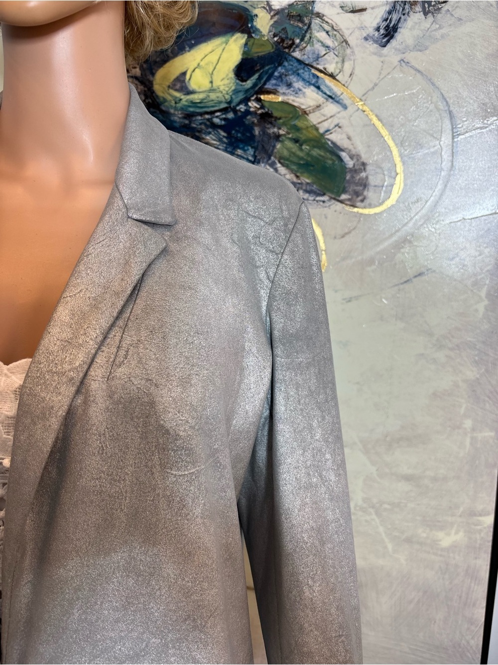 Zara Silver Metallic Blazer Jacket R1 - Picture 6 of 16